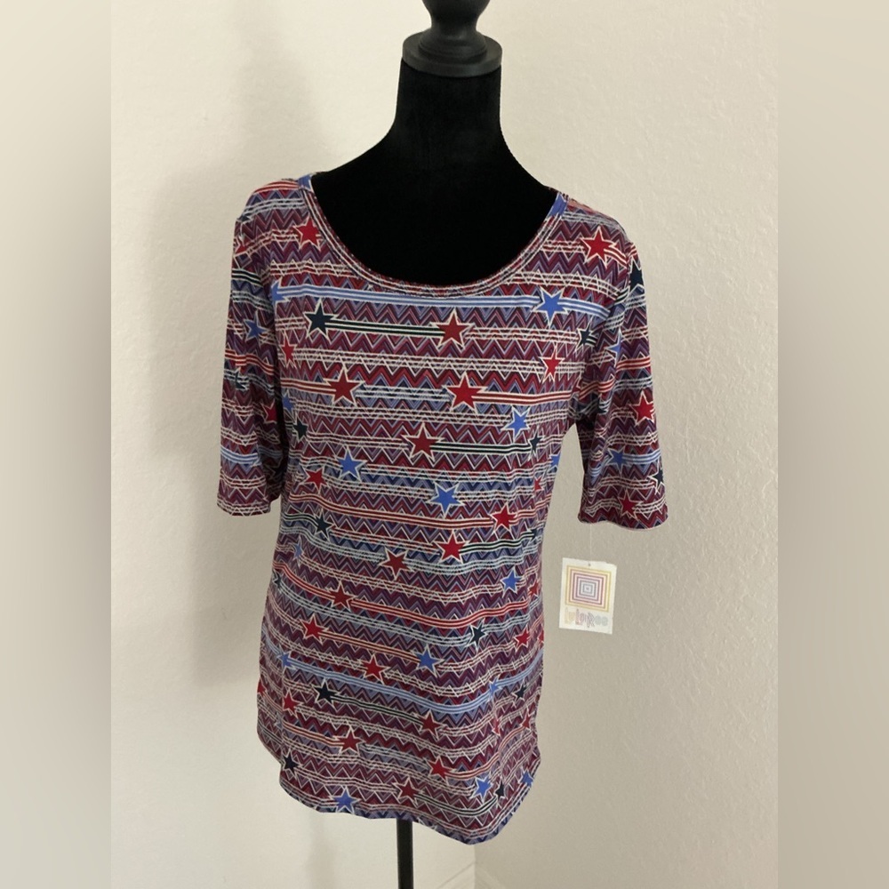 LuLaRoe Gigi Stars with stripes Chevron Print Top – Size Large – NWT - Picture 6 of 12